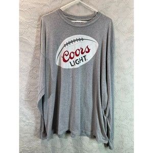 Coors Light Football Gildan Men's Tees Long Sleeve Casual T-Shirt Gray Size 2XL